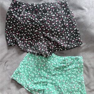 Floral Kids Shorts Set - Black and Green
